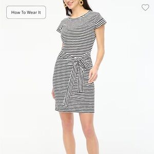 Jcrew short sleeved striped tie-waist t-shirt dress